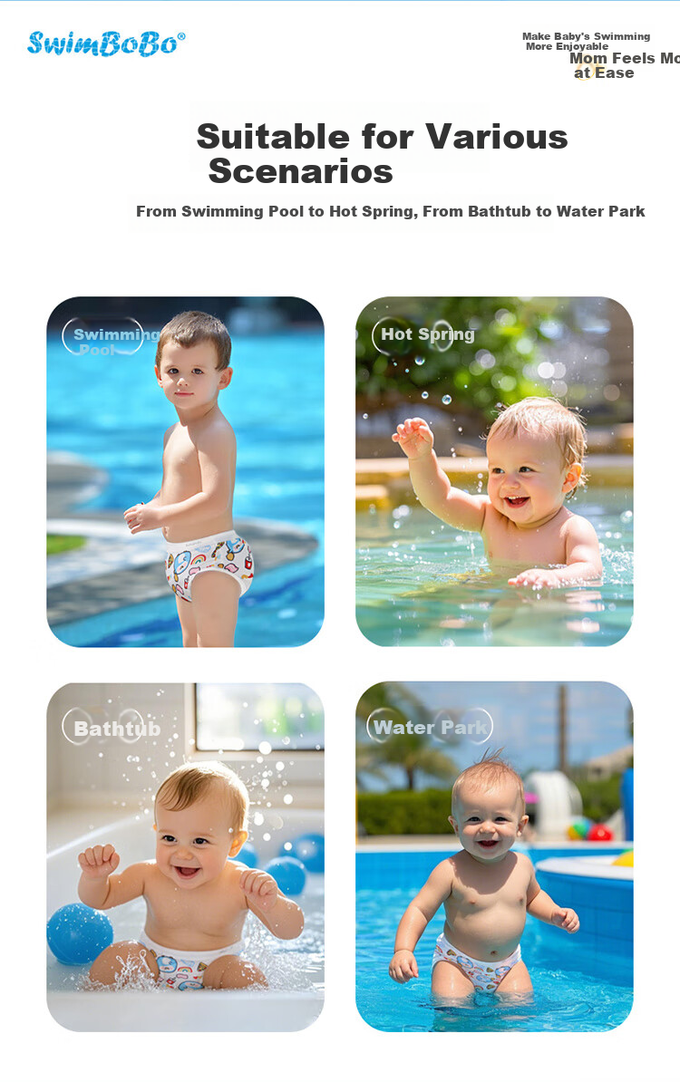 Swimbobo Baby Swim Trunks Newborn Swimming Pants Blue Penguin Style Triangle Style M Size (14-20 Lbs) 5