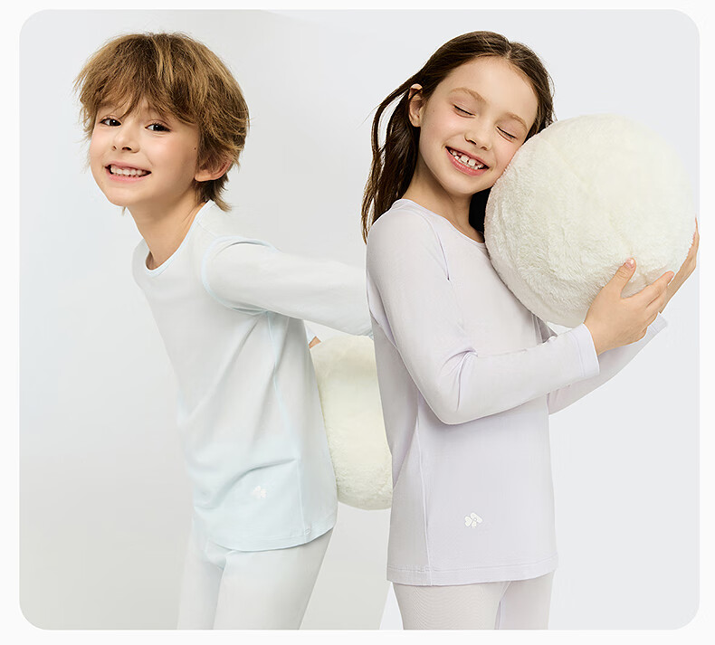 AIMER KIDS Kids Thermal Underwear Set Autumn Top and Bottom Lightweight Warmth [5~15℃] Girl's Top - Purple, Size 120 5