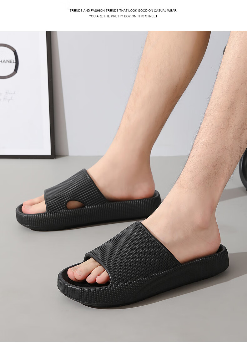 CARTELO Men's Slippers, Comfortable Bathroom Sandals, Indoor And Outdoor Beach Shoes, Model 1607, Black, Size 40-41 5