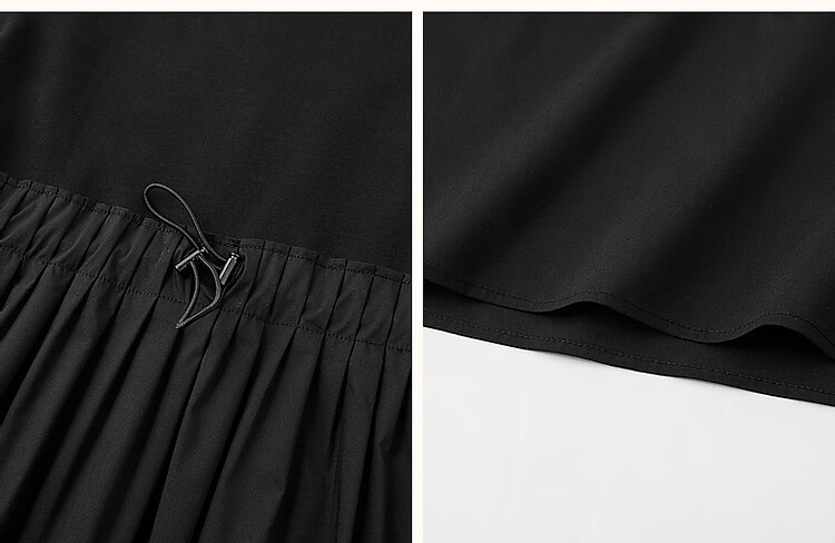 Demana [Spade Contract] Spring 280G Air Layer Elastic Waist Ruched Patchwork Relaxed Fit Women's Dress 5
