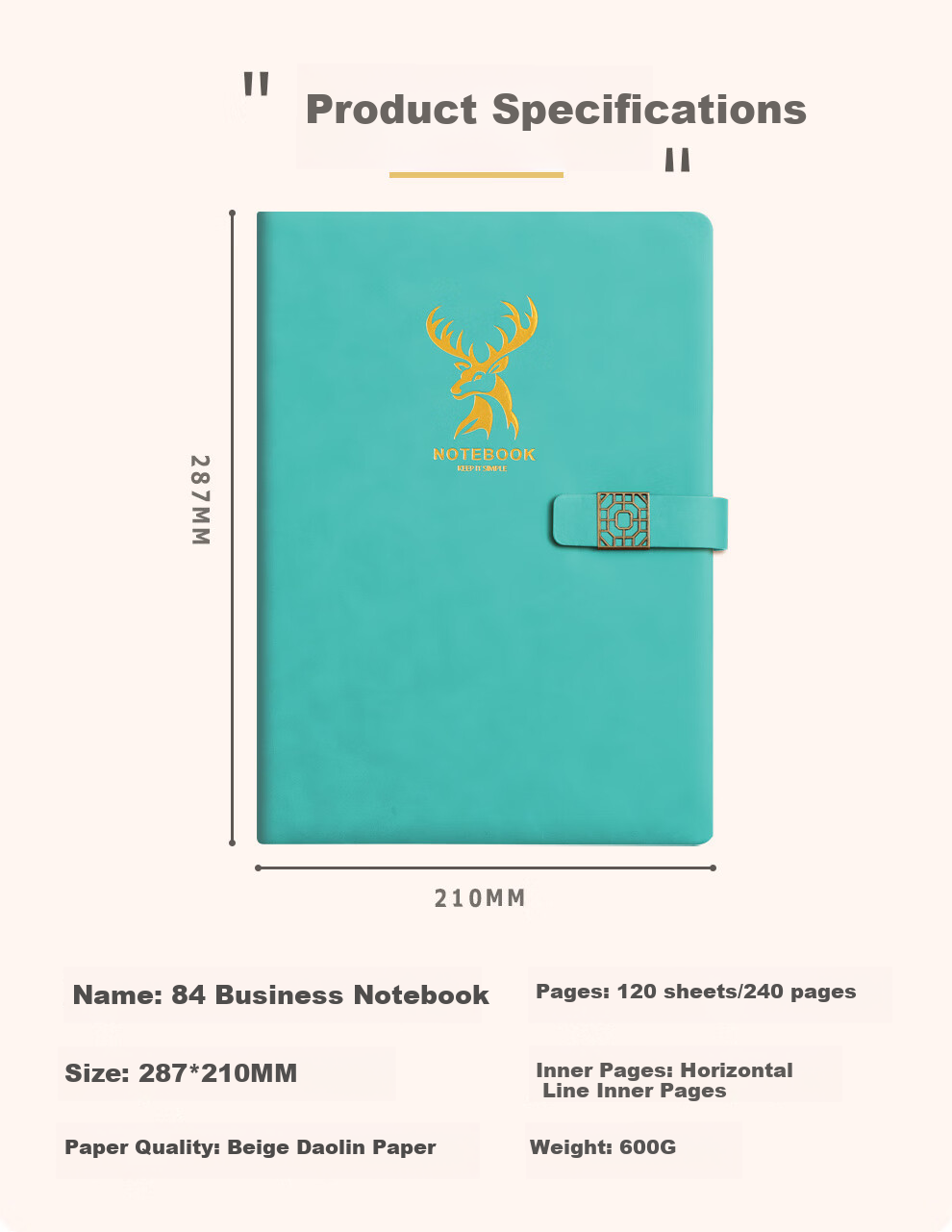 Faramon Notebook A4 Leather Cover Thick Notebook Journal Business Simple Office Meeting Record Book Notepad Stationery Customization A4 Dock Blue 1