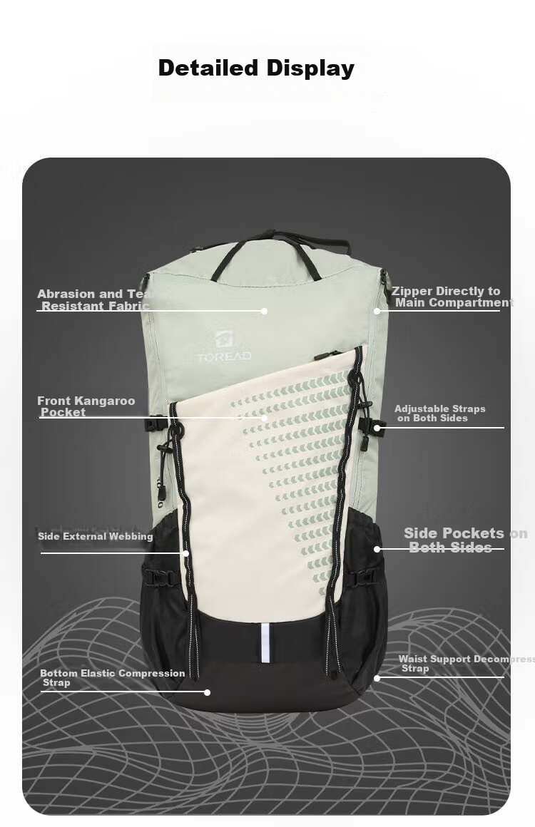 TOREAD Hiking Backpack, Outdoor Trekking Professional Rucksack, Waterproof Breathable Shoulder Bag, 40L Large Capacity Travel Bag, Rock Grass Gree 9