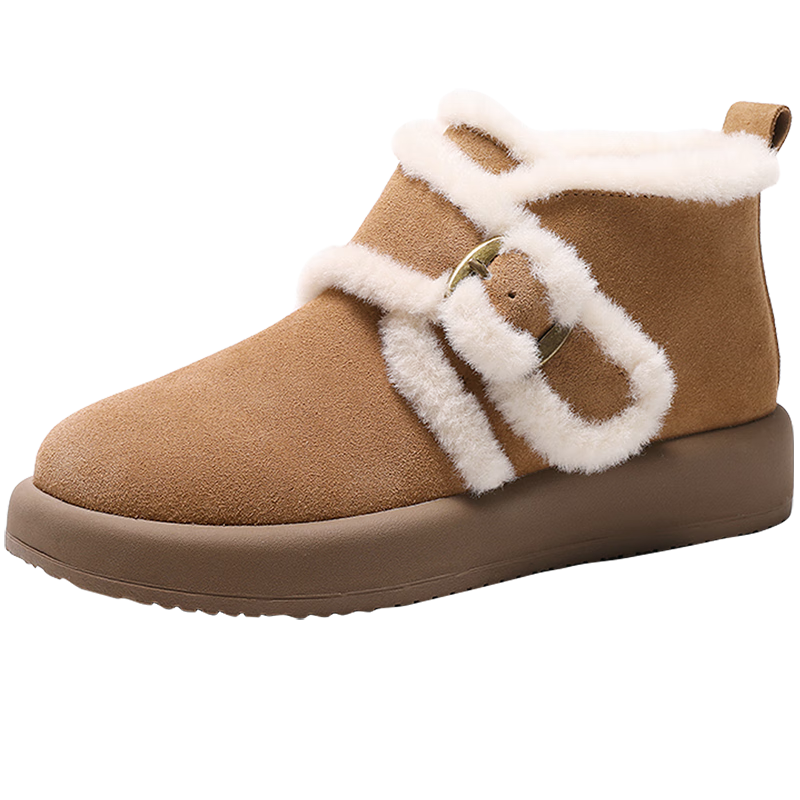 SENDA Women's Winter Snow Boots Warm Fleece Short Boots XLG01DD4 Camel Size 35
