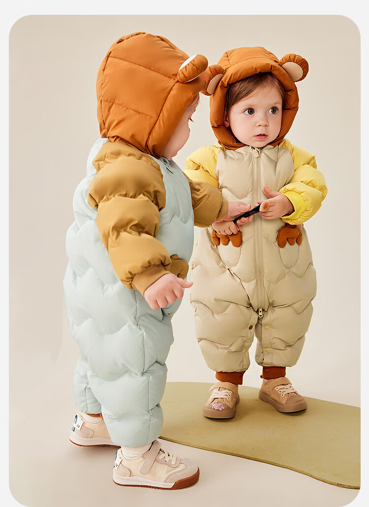 Minibala Bala Waterproof Down Jumpsuit Baby Clothes Bear Romper Boys Girls Thickened Down Onesie 1