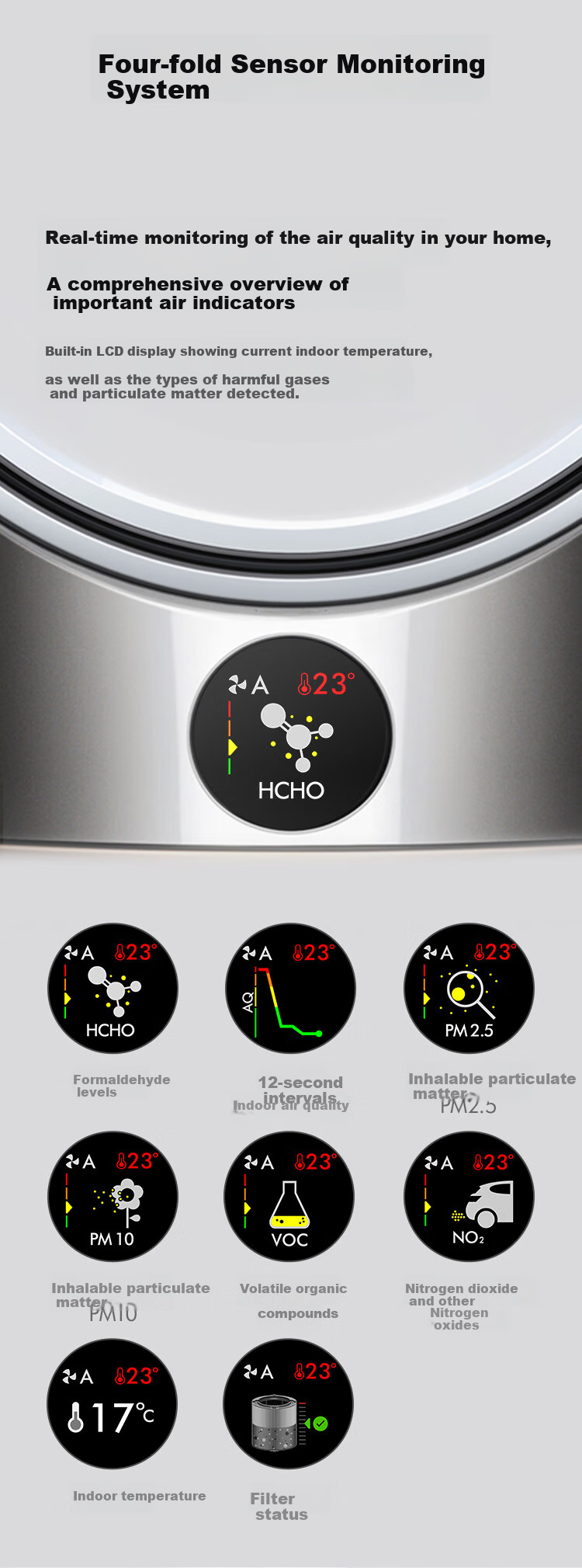 DYSON HP12 Air Purifier with Warm Air Fan, Filters Viruses, Removes Formaldehyde, Mites, Dust, And Allergens, Eliminates PM2.5 And Odors, Pet-Friendly Certified, Platinum Color 11