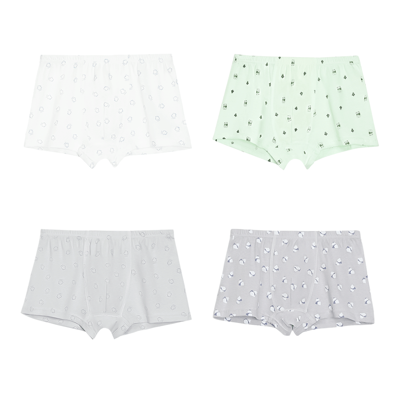 Hodohome Boys' Underwear, Pure Cotton 7A Antibacterial Boxer Briefs, for Older Children, Class A All-Cotton Underwear, 4-Pack, 103 165