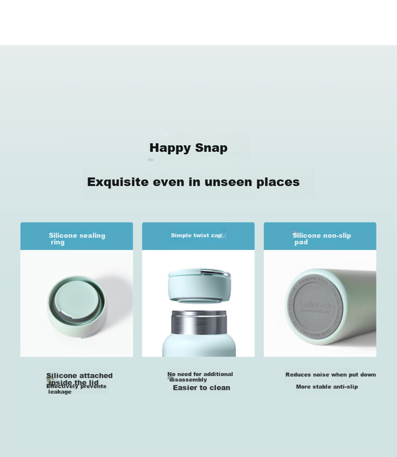 LOCK&LOCK Fresh And Eco-Friendly Insulated Tumbler, Outdoor Portable Thermos Cup for Men And Women, 800ML, Mint Gree 4