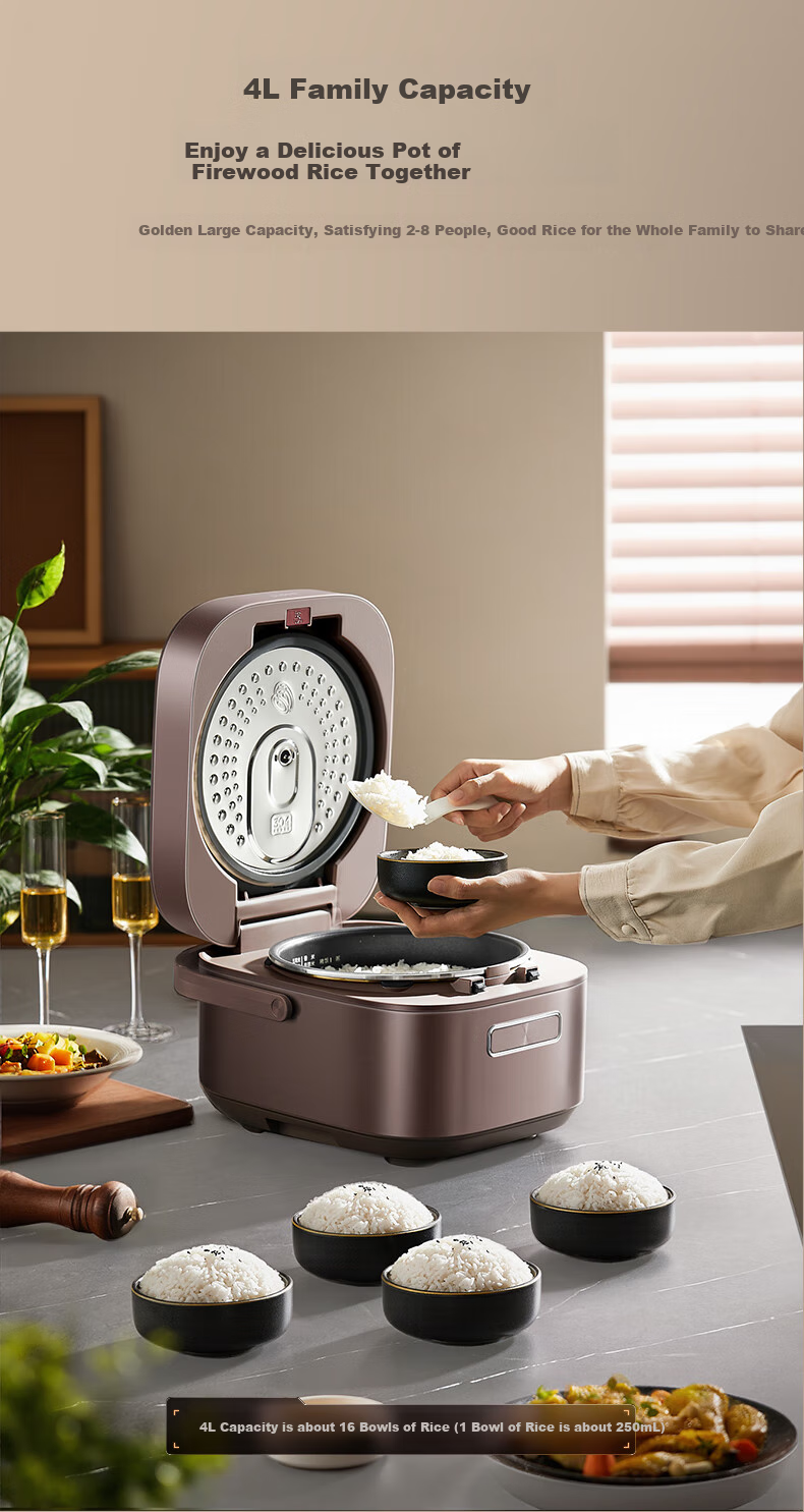 Midea Petal Rice Cooker for Home Use, 5L, Chiyang Charcoal Fire, Three-Dimensional IH Heating, Thickened, Antibacterial, Long-Lasting Charcoal, Titanium Gold Pot, One Pot Two Rices, Rice Cooker MB-CFB5089H 19