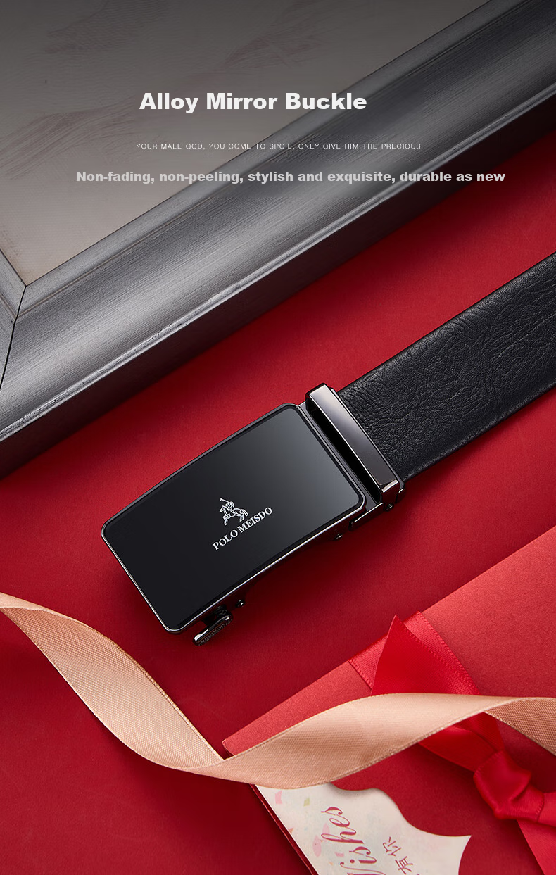 POLOMEISDO Men's Leather Belt with Wallet, Gift Box Set, Automatic Buckle, Birthday Present for Boyfriend, Husband, Father 5