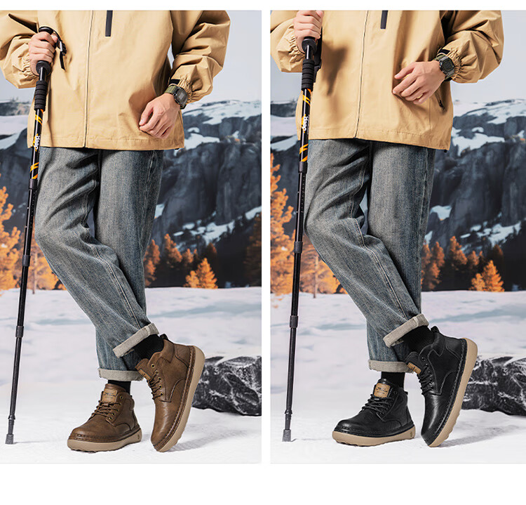 G.N.Shi Jia Men's Martin Boots Autumn Winter New Fashion Retro Work Shoes Casual Mid-top Lace-up Leather Shoes for Men 17