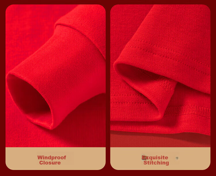 Hengyuanxiang [Winter Bestseller] Qiji Red Zodiac Year Horse Year Women's Thermal Underwear Festive Round Neck Solid Color Cotton Set 16