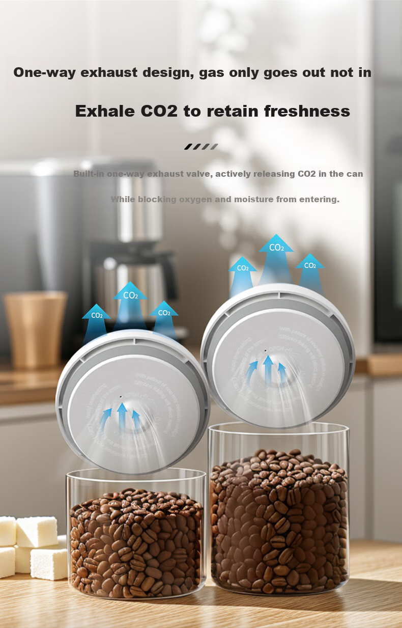 CLITON Glass Airtight Container, Push-Button Coffee Bean Storage Jar, Refrigerator Storage for Grains, Tea Leaves And Dried Goods, Food Preservation Container, 1000ml 8