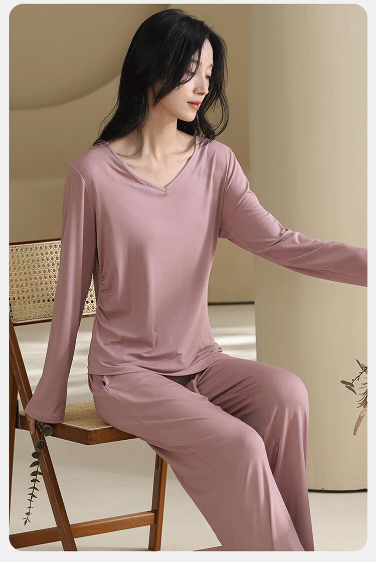 LangSha Women's Pajama Set Spring Summer Smooth Bare Skin Comfortable Homewear 2026 New Pink 4