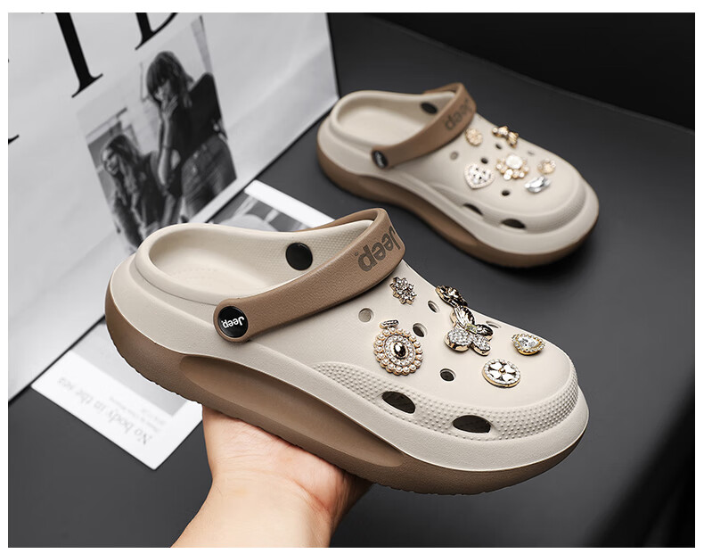 JEEP Women's Casual Hole Shoes Sandals Water-Resistant Outdoor Driving Shoes Black Size 36-37 21