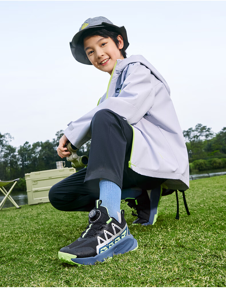 ERKE Kids Boys Girls Sports Shoes Children Youth Dial Cushioning Running Shoes Haze Blue/Black Size 35 10