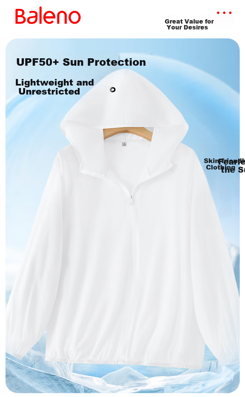 Baleno UPF50+ Cooling Hooded Sun Protection Jacket for Women, 2026 Summer New Lightweight Breathable UV-Resistant Top Coat 2