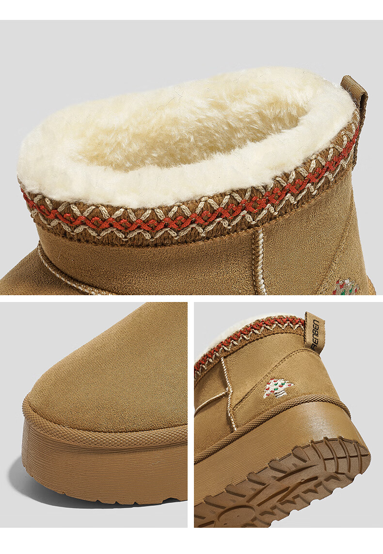Renben Women's Winter Snow Boots Fleece Lined Thickened Cold Resistant Short Boots Brown Size 36 2