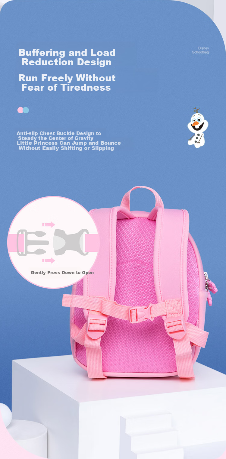 Disney Children's Backpack for Kindergarten Ages 3-6, Cute High-Quality Ultra-Light Diving Fabric Backpack, Elsa Princess Pink 6
