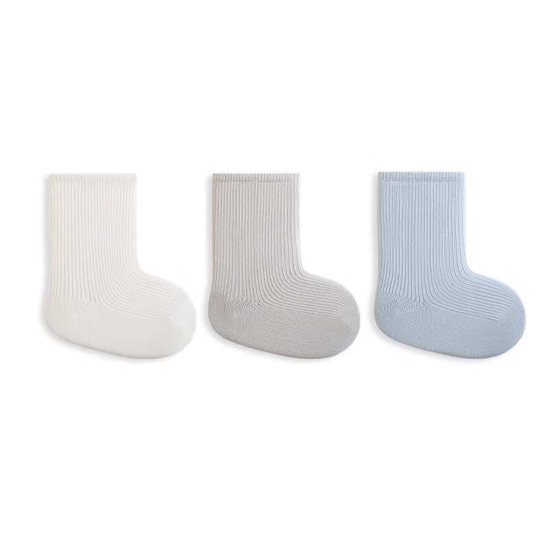 Five Cotton 3-Pair Antibacterial Seamless Baby Socks Unisex Mid-Calf Toddler Right-Angle Socks