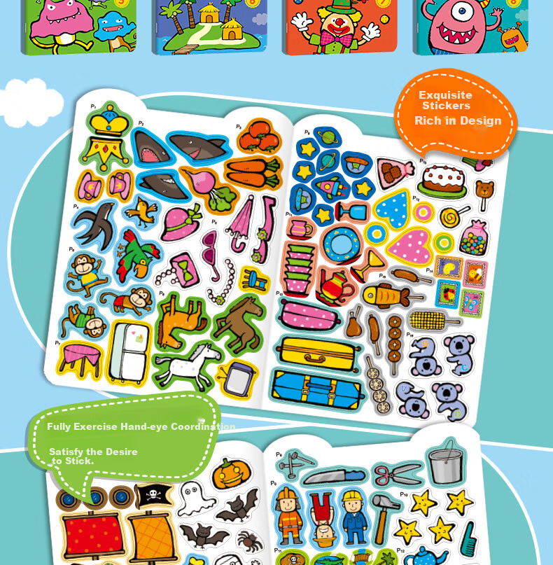 BANGSON Sticker Books for 2-6 Year Old Children's Educational Toys, Quiet Books with Stickers for Boys And Girls 3