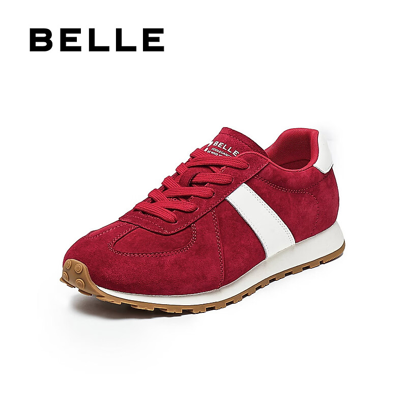 Belle Light Oxygen Capsule Forrest Gump Training Shoes for Women Students, Spring And Summer Lightweight Thick-Soled Casual Shoes B2660CM5, Rouge Red, Size 39