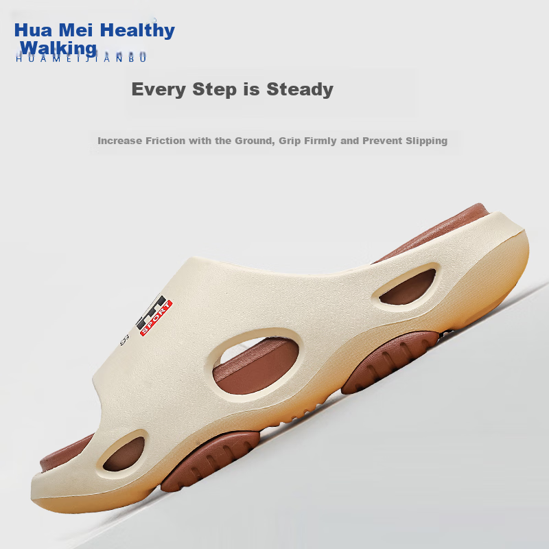 Huameijianbu Men's Sports Slippers, Quiet Non-Slip Indoor Thick-Soled Outdoor Sandals HM2439 Black And Orange Size 40-41
