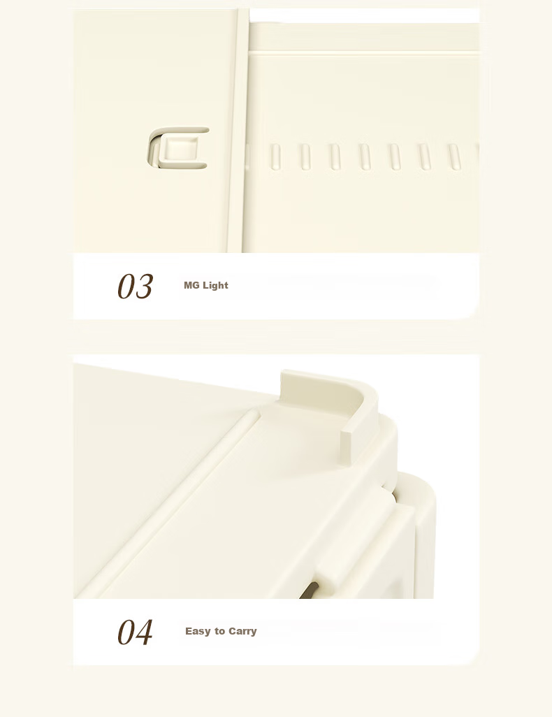 Bangnimeijia Wardrobe Storage Box, 2-Pack, Pants Organizer Drawer-Style, Extendable, Eco-Friendly PP, Cream Color 9