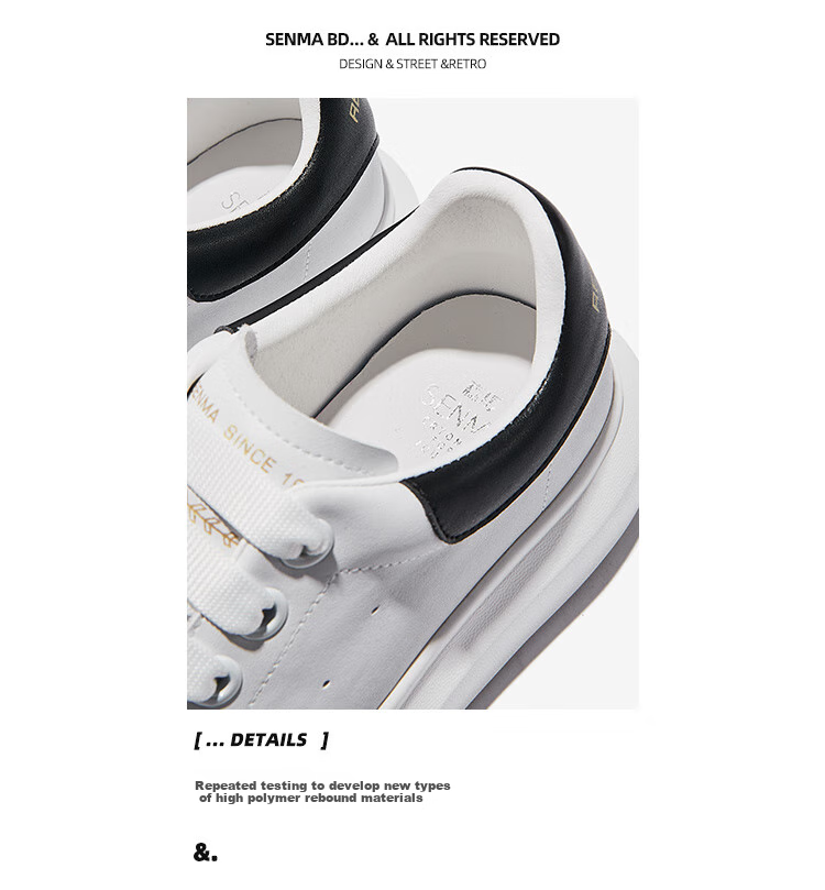 Senma Fashion Korean-Style Versatile Thick-Soled White Sneakers Breathable Comfortable Casual Shoes for Women 121134806 White Size 35 7