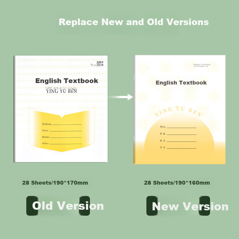 DiLe Thickened Homework Notebook for Grades 7-9, Phoenix Jiangsu 2026 Official Version, Elementary School Student Exercise Book, 56 Pages/book, 24K (10 Books/pack), 7082 English Notebook 1