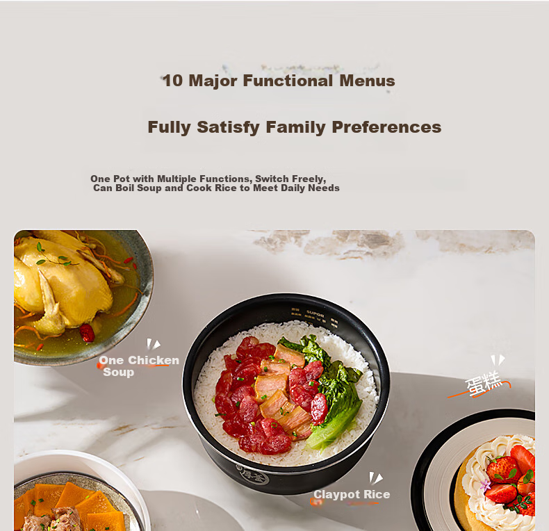 SUPOR Rice Cooker, 4-5 Person Large Capacity, 4L IH Heating Thick Pot, Wood-Fired Rice, Home Use for Porridge And Rice Cooking, Steaming And Boiling All-In Multifunctional Smart Micro-Pressure Electric Rice Cooker SF40HC1866 10