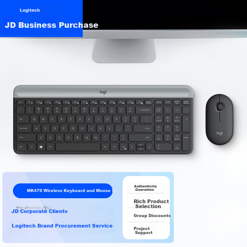 Logitech MK470 [Enterprise Grade] Wireless Office Keyboard And Mouse Combo, Computer Laptop Membrane Keyboard with Wireless 2.4G Receiver, Black [Order Bonus]
