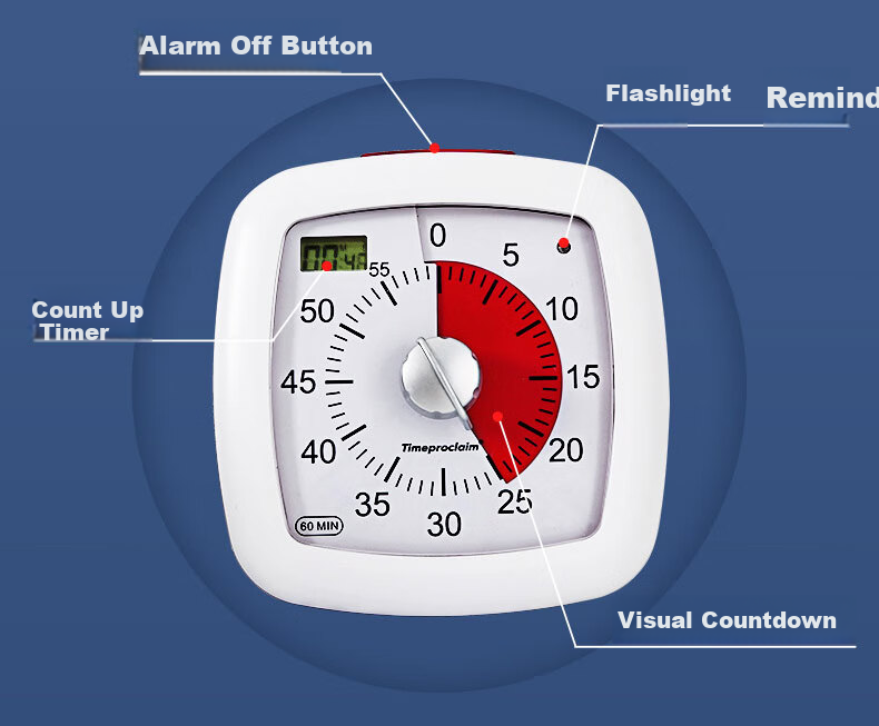 QT-TIMER Timer Time Management Tool, 2026 New Model, Counting Down Timer for Children And Primary School Students, Visualized Homework Alarm, Self-Discipline Aid, Birthday Gift for Boys 12