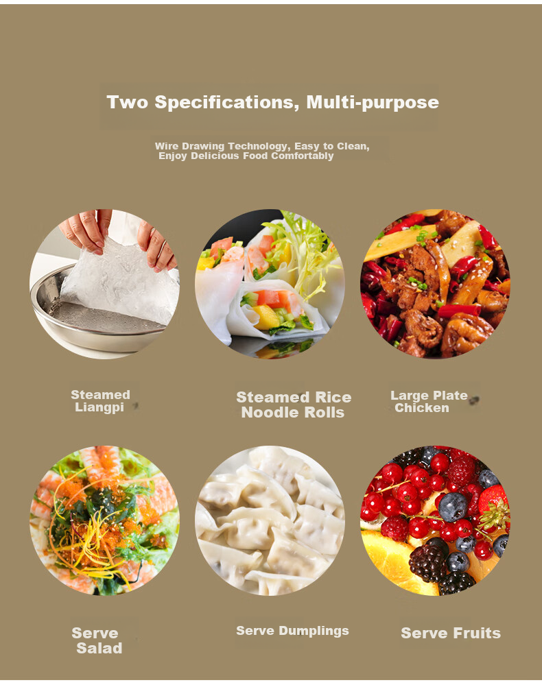 Onlycook 304 Stainless Steel Dinner Plate Household Vegetable Plate Steaming Fish Plate Steamed Rice Roll Round Plate Cold Noodle Plate Flat Tray - 26cm 6