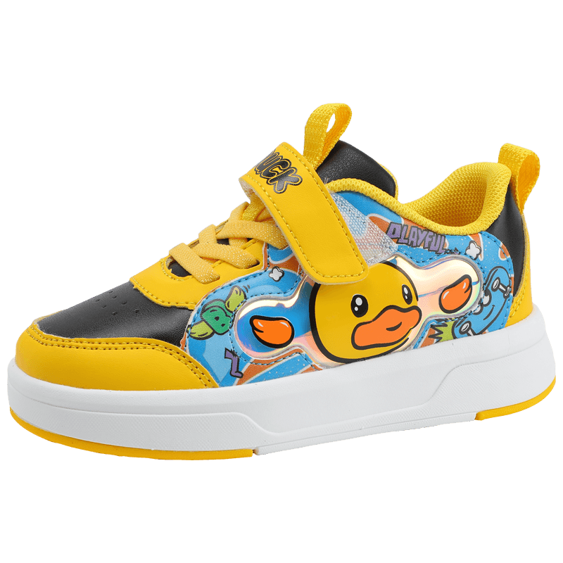 B.Duck Kids Yellow Duck Boys and Girls Sports Shoes Soft Sole Lightweight Sneakers Children's Casual Shoes Trendy 6934 Black Yellow Size 28