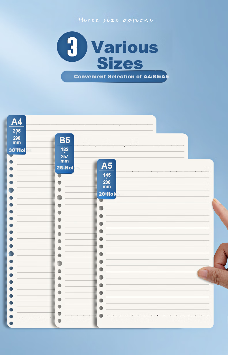 M&G Stationery A5/60 Sheets Loose-Leaf Refill, 20-Hole Detachable Notebook Paper, Homework Book, 80g Lined Inner Pages, Single Refill for Exams, APY9F20PA 2