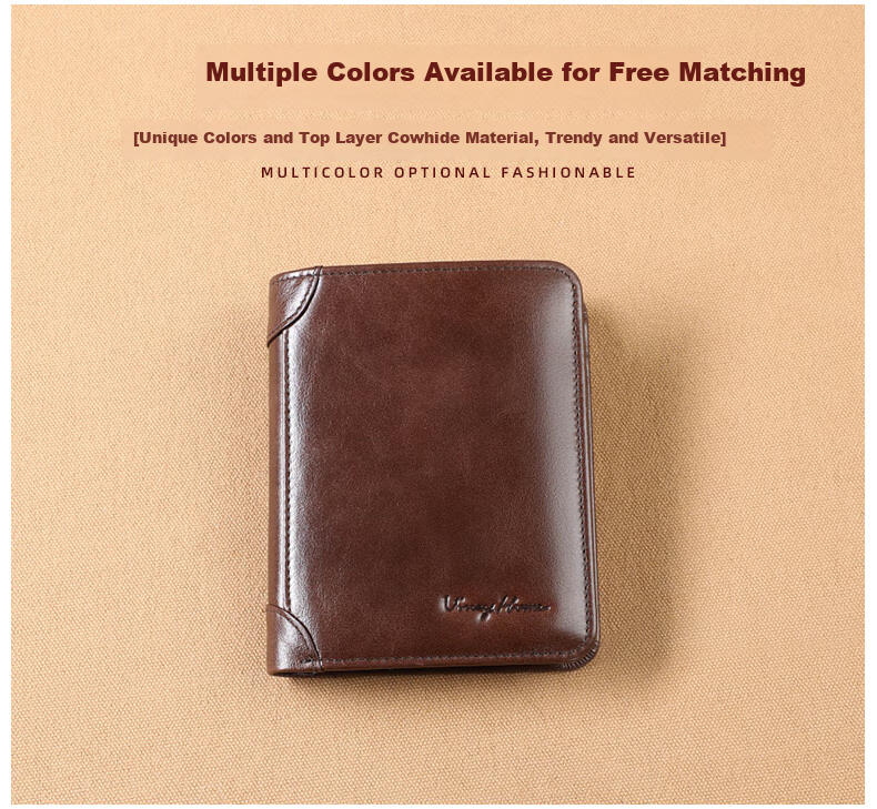 Viney Men's High-End Brand Wallet, Short Card Holder, ID Holder, Light Luxury Birthday Gift for Boyfriend, Husband, Father, Or Dad 5