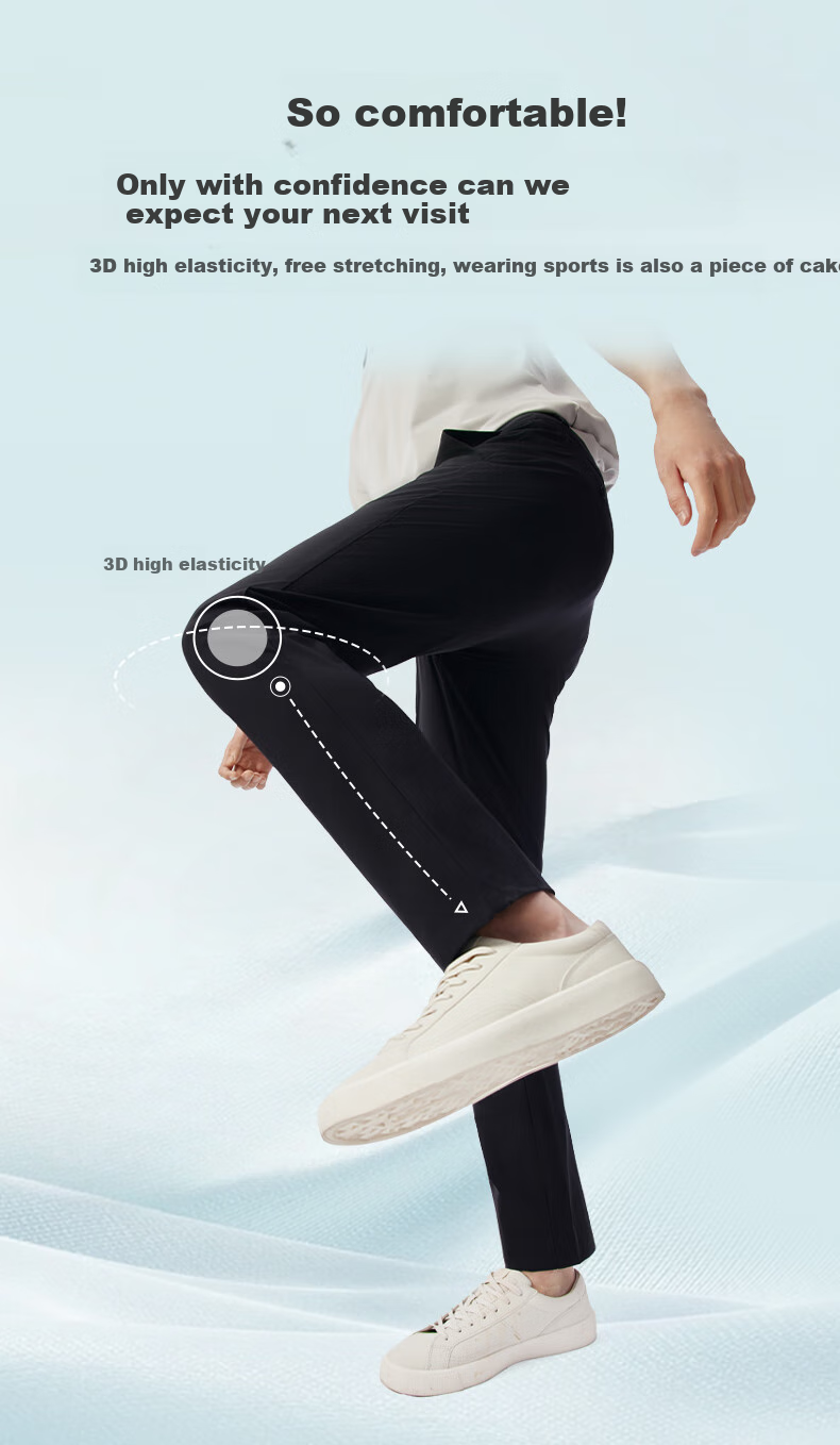 Hodo [Elastic Ice Silk Pants] Men's Dress Pants, Summer Quick-Dry Lightweight Cool Ice Silk Casual Pants 4