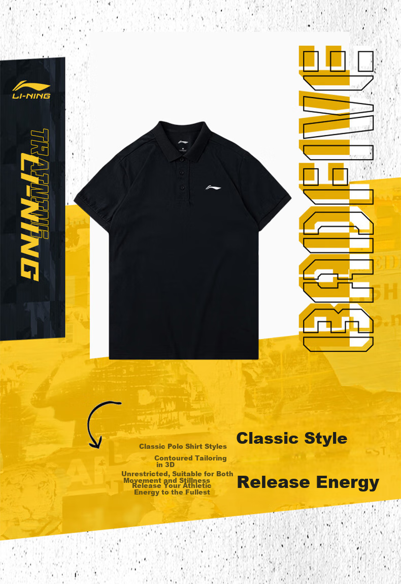Li-Ning Lapel Polo Shirt Men's Short-Sleeve Clothing Spring And Summer New Style Summer Pure Cotton Casual Breathable Half-Sleeve T-Shirt for Men T 4