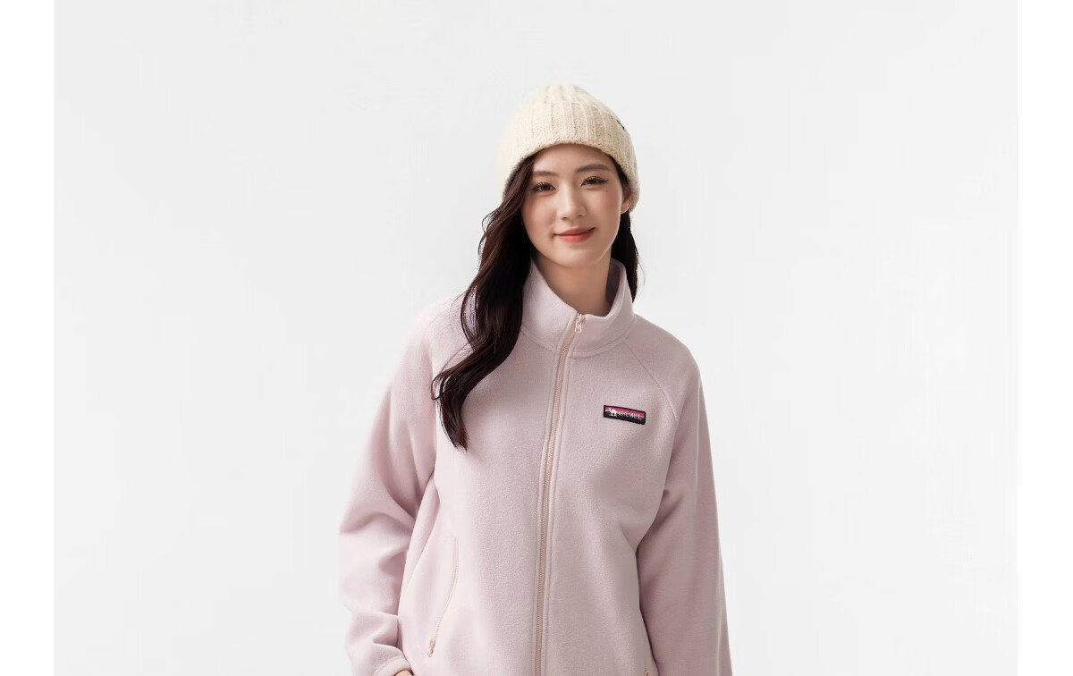 CAMEL Women's Stand Collar Fleece Jacket Double-Sided Plush Warm Anti-Static Hiking Windproof Polar Fleece Coat Men's 21