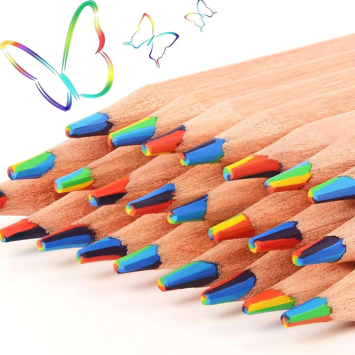Shushan Rainbow Pencil Multi-Color Marker Pen Colorful Rainbow Pencil Colored Pencil Ins Style Journal Pen DIY Multi-Color All-in-One Drawing Natural Wood Rainbow Core Pencils 10-Pack 5