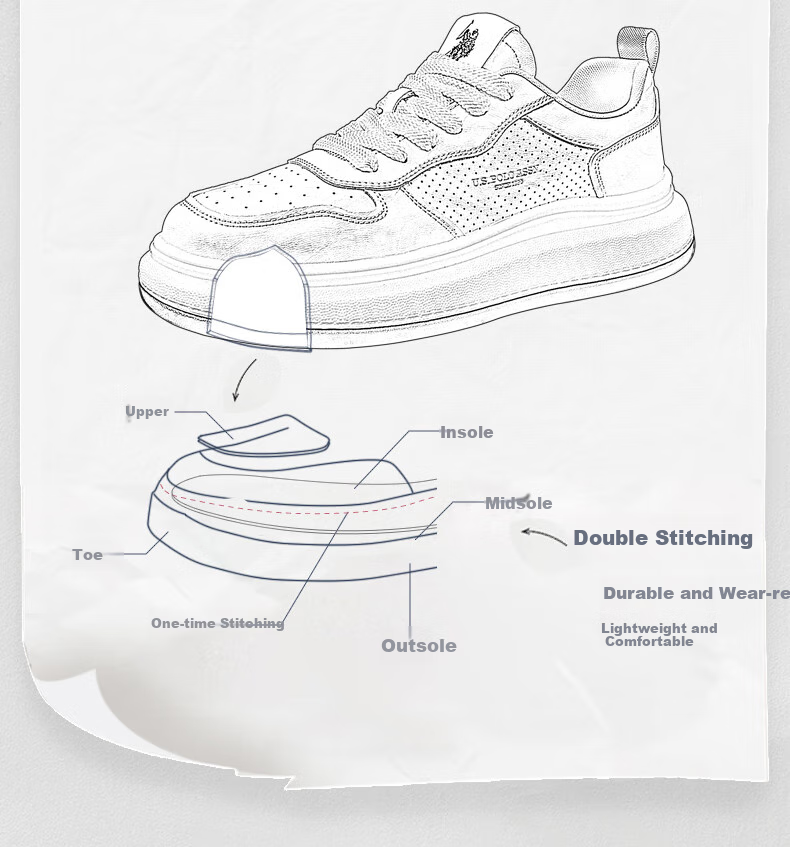 U.S. POLO ASSN. Men's Shoes, Spring And Summer New Style Breathable White Sneakers, Outdoor Casual Shoes for Men, Soft-Soled Lightweight Skateboard Shoes for Me 4