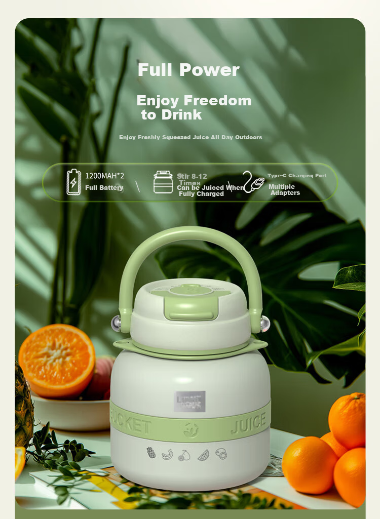 Liven Portable Juicer Cup with Ice Crusher, 750ml Stainless Steel Travel Cup, Small Blender Bottle for Outdoor Use, Food Processor LLJ-A756 16