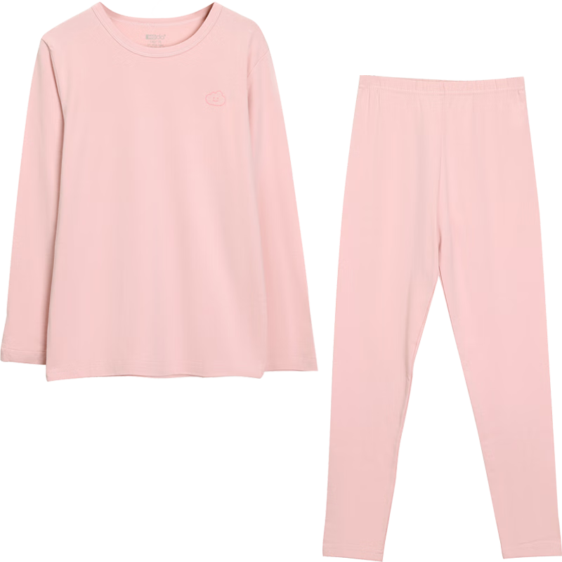 Hodohome Kids Autumn Cotton-Spandex Thermal Underwear Set for Girls, Class A, Round Neck, High Elasticity, Pink, Size 116-160