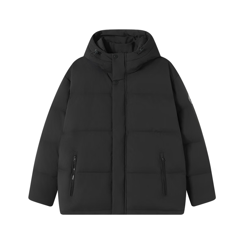 JD Original down Jacket for Men, Duck Down Thickened Cold-Resistant Workwear Puffer Coat Water-Repellent Winter Outerwear Short Black 2XL
