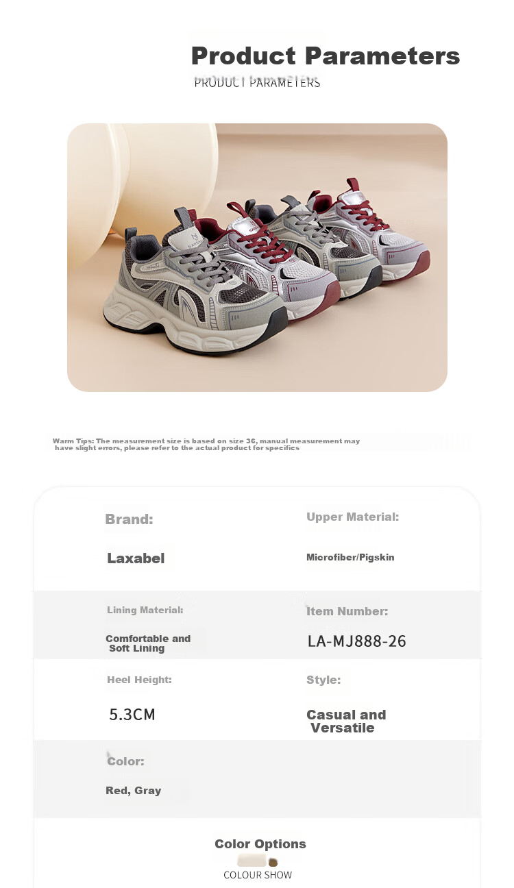 La Chapelle Women's Sneakers, Breathable Mesh Casual Shoes, Low-Top Comfortable Dad Shoes for Women, Gray, Size 37 1