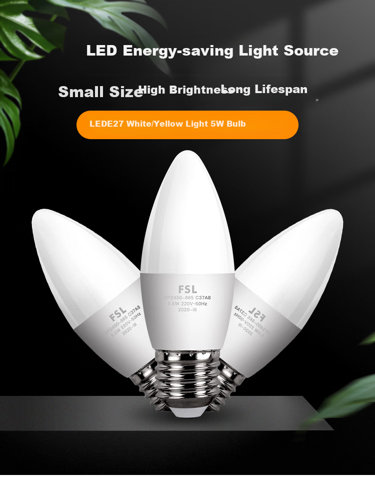 Foshanzhaoming LED Bulb, Crystal Lamp, Energy-Saving Light Bulb, 5.5W, Large Base E27, Cool White 6500K, Pack of 5 2