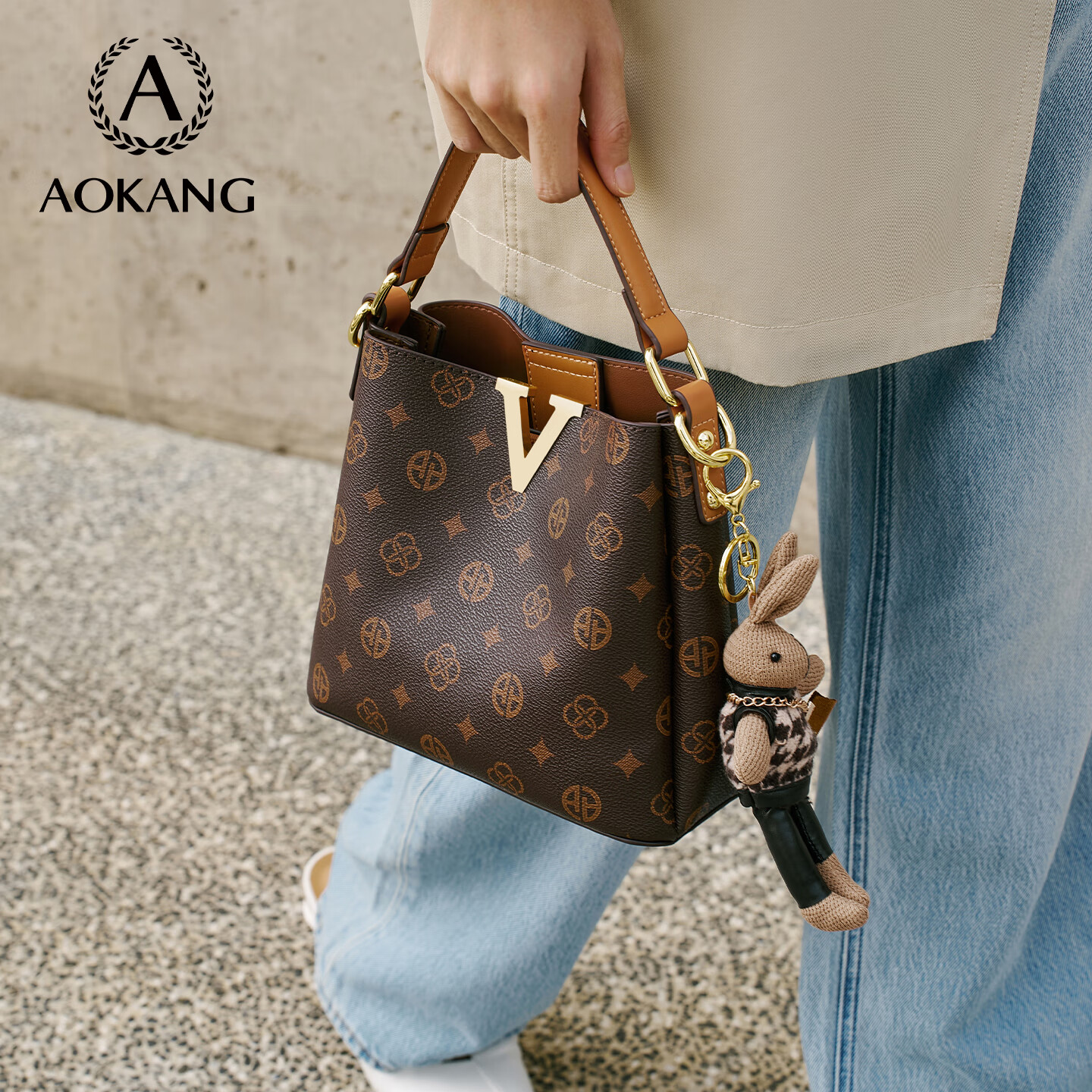 Aokang Women's New Bucket Handbag Luxury Crossbody Shoulder Bag Practical Birthday Qixi Valentine's Day Gift for Girlfriend