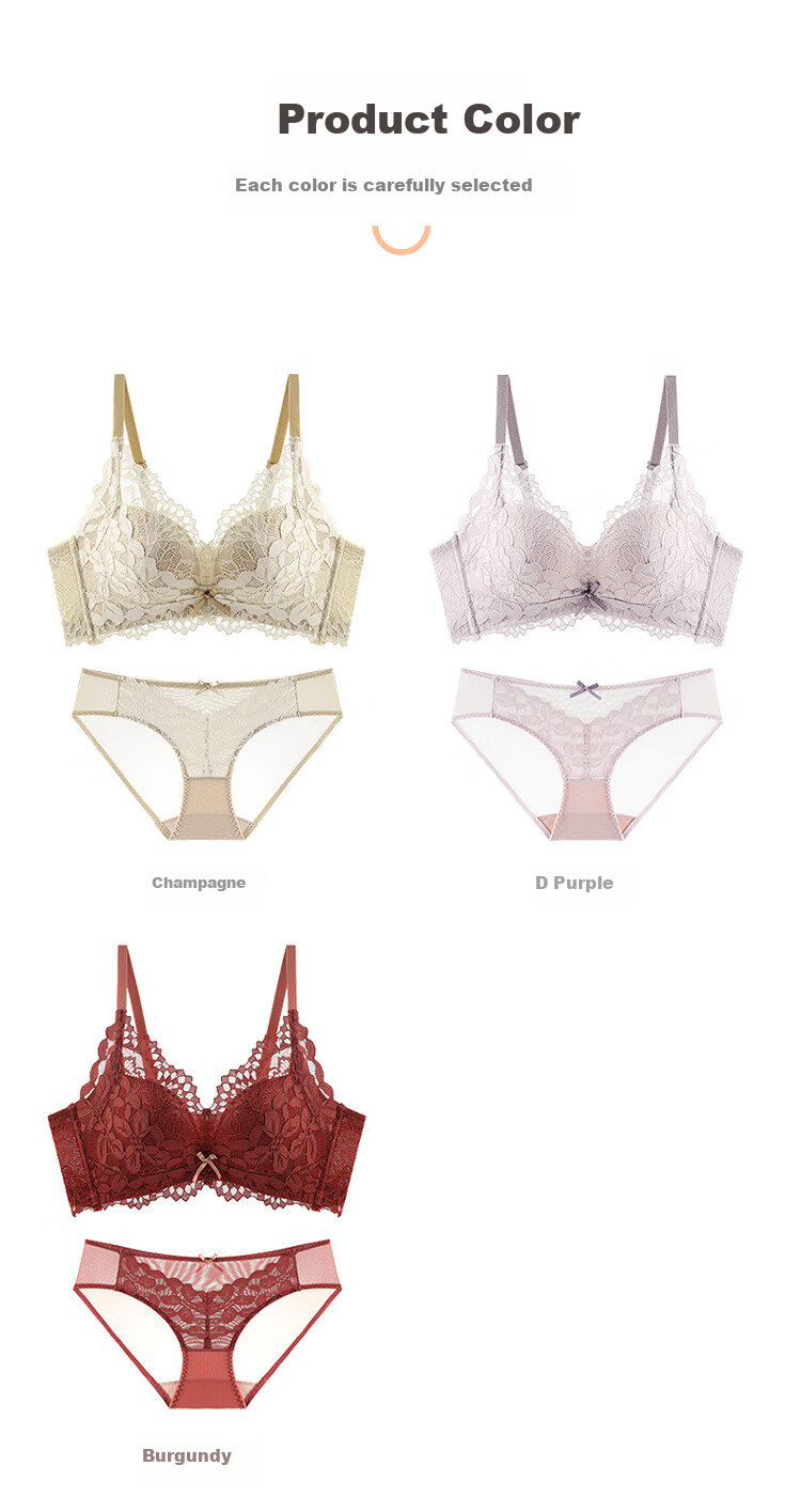 Moonbadi Women's Bra Set for Small Breasts, Push-Up, Wireless, Lift, Sexy Lace, Side Support, And Breast Reductio 11