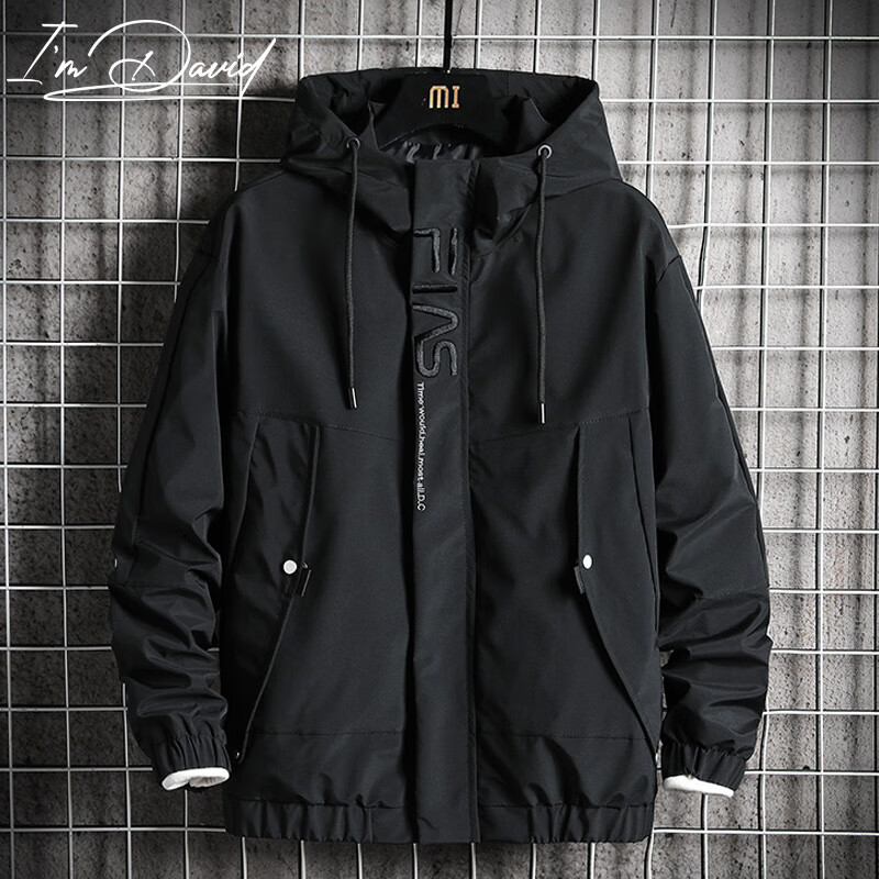I'M DAVID Men's Outdoor Softshell Jacket Spring Autumn Winter Workwear Fleece Lined Thickened Loose Fit Black 4XL