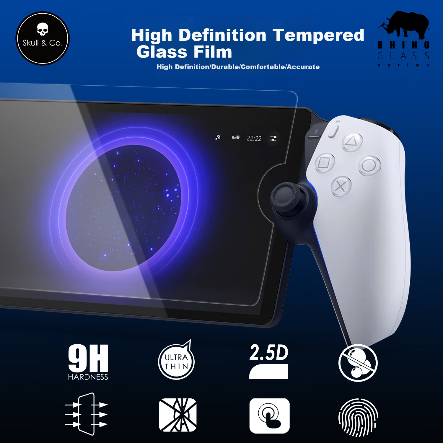 Skull & Co. PS Portal Streaming Handheld Dedicated Tempered Glass Screen Protector, Ultra-Thin High Transparency, Oil-Resistant Anti-Fingerprint, Shatterproof And Drop-Resistant, Two-Pack 1
